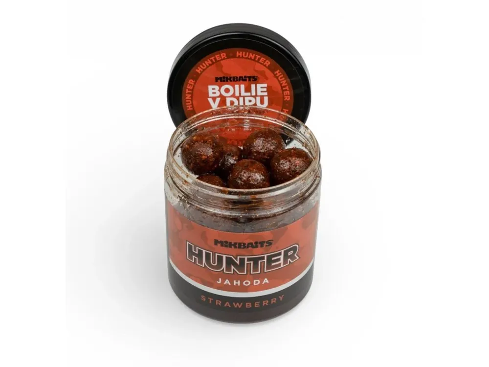 Aktuální Hunter boilie v dipu Jahoda