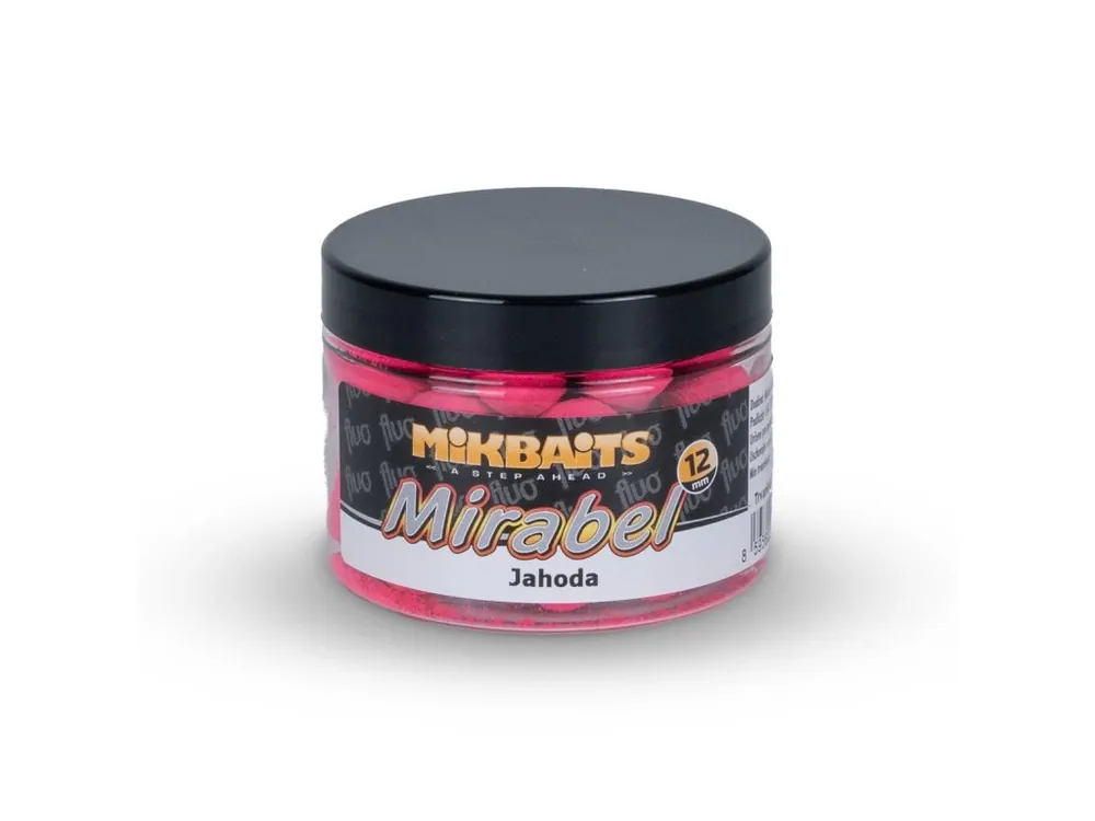 Originální Mikbaits Mirabel Fluo boilie 150ml Jahoda