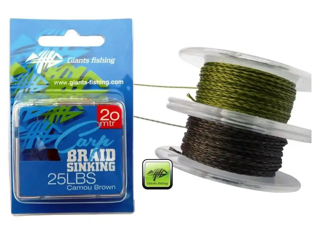 Nakupujte Hned Giants fishing Návazcová šňůrka Carp Braid Sinking 35lbs/20m Camou Brown