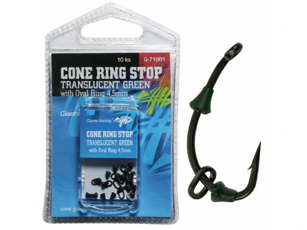 Giants fishing Slídová zarážka s kroužkem Cone Ring Stop Translucent Green with Oval Ring 4,5mm Odeslání Ihned