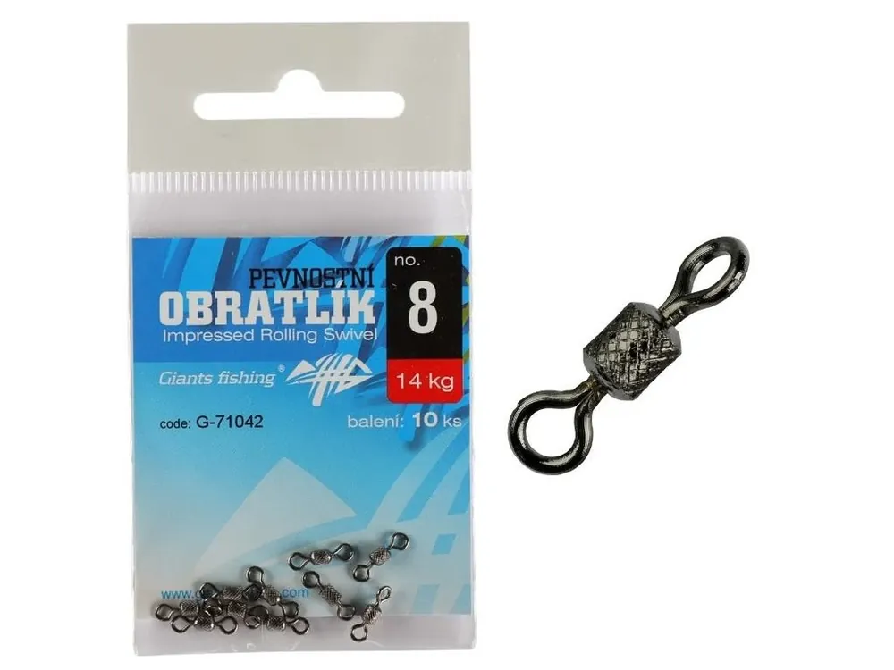 Víkendová Akce Giants fishing Pevnostní obratlík Impressed Rolling Swivel no.14/6kg/10ks