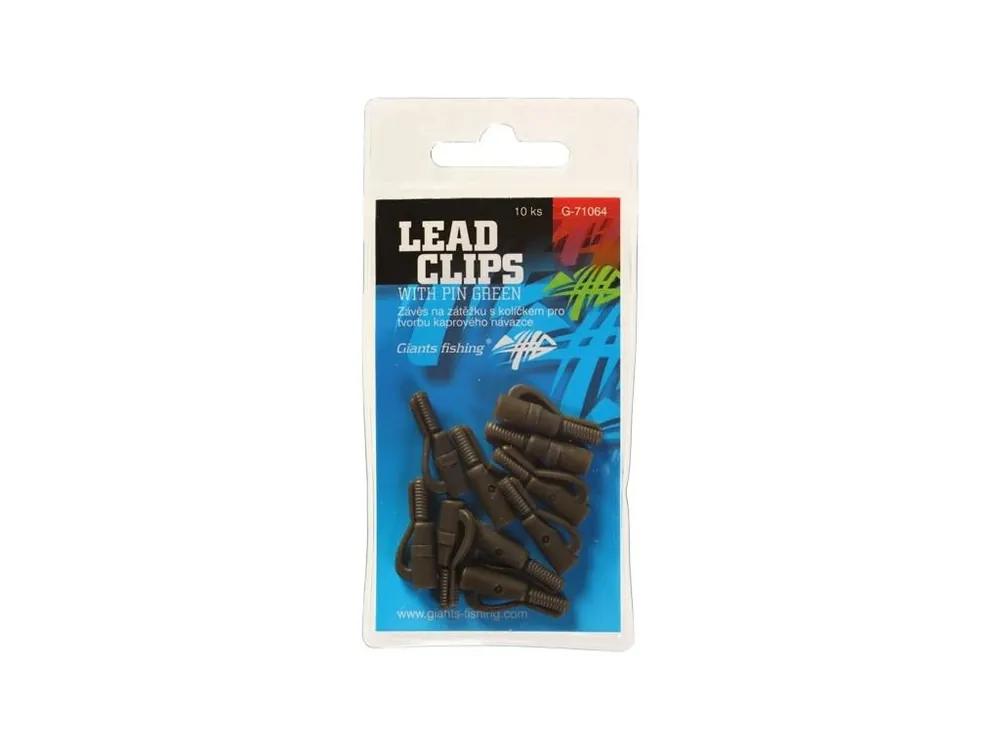 Giants fishing Závěs na zátěžku Lead clips with pin Green/10pc Poslední Šance