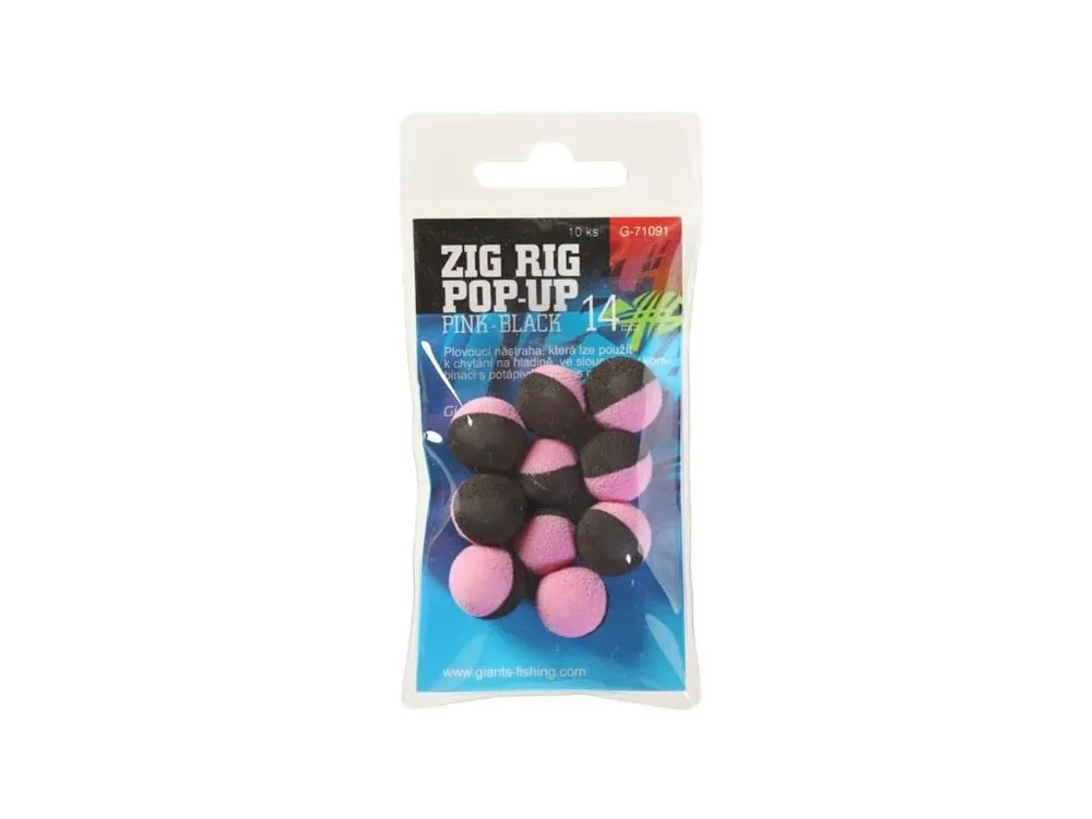 Oblíbený Giants fishing Pěnové plovoucí boilie Zig Rig Pop-Up pink-black 14mm,10ks
