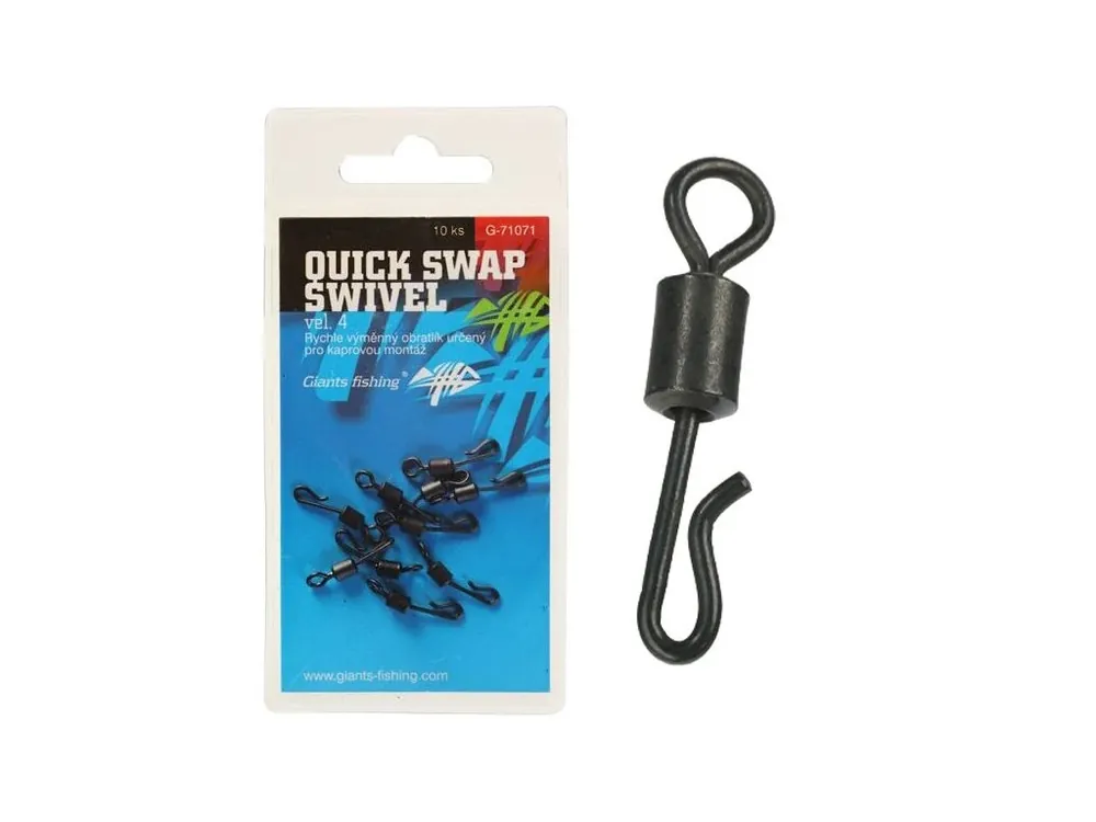 Giants fishing Rychlovýměnný obratlík Quick Swap Swivel, UK.4 (vel.8 EU )/10ks Nejlepší Volba