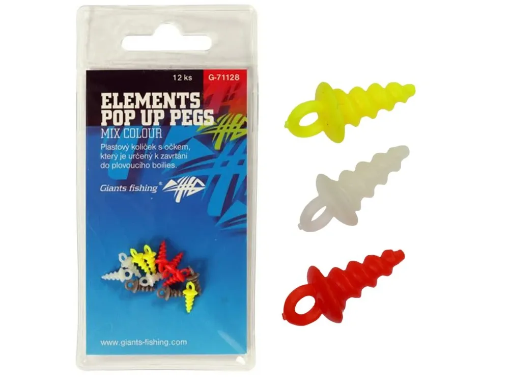 Giants fishing Kolíček s očkem Elements Pop Up Pegs Mix Colour,12ks Vysoce Kvalitní