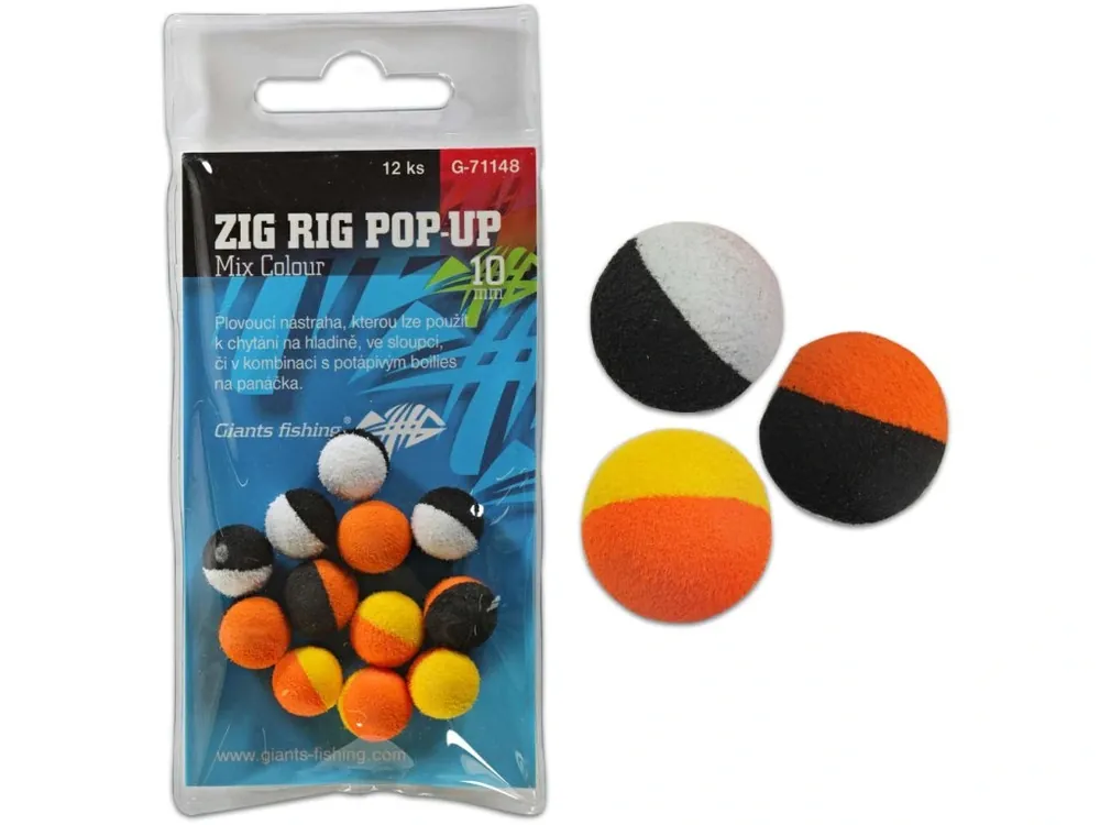 Horká Nabídka Giants fishing Pěnové plovoucí boilie Zig Rig Pop-Up mix colour 14mm,12ks