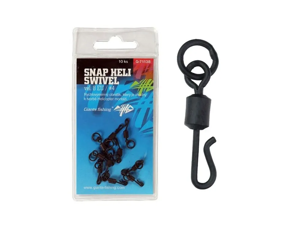 Nejlepší Cena Giants fishing Obratlík Swivel Snap Heli, UK.4 (vel.8 EU)/10ks