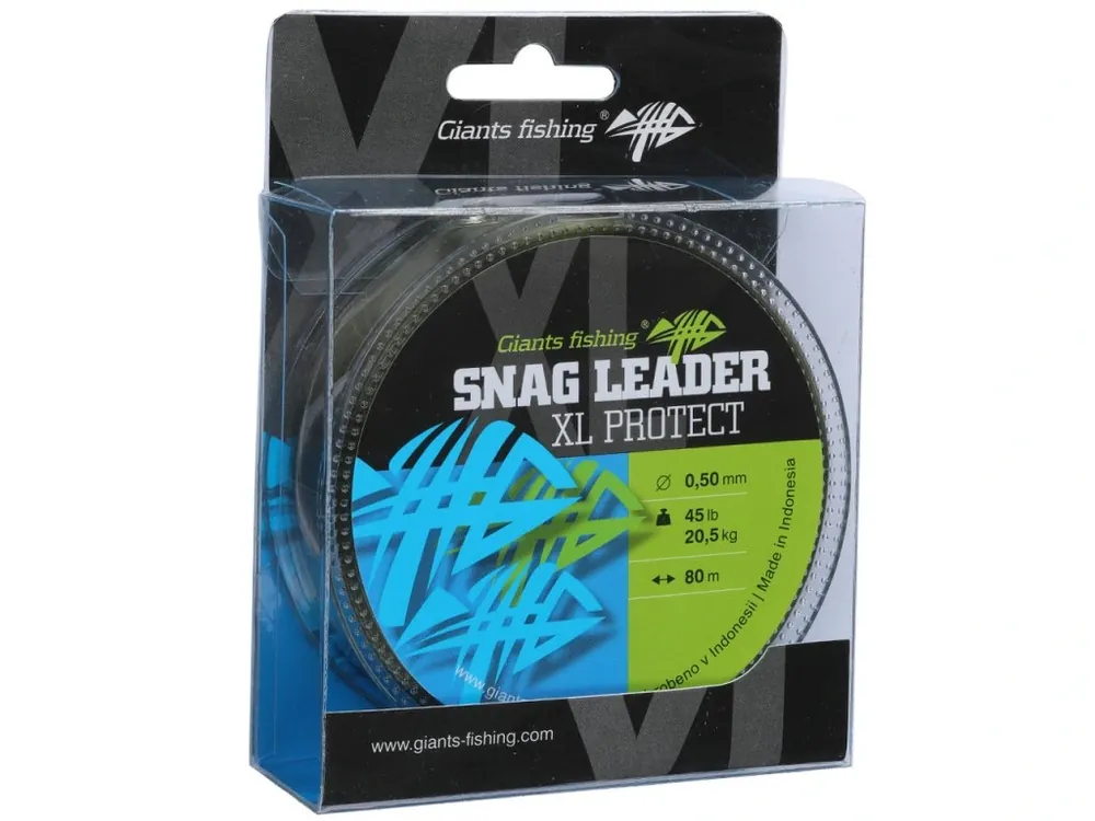 Giants fishing Šokový vlasec Snag Leader XL- Protect Army Green 80m Finální Výprodej