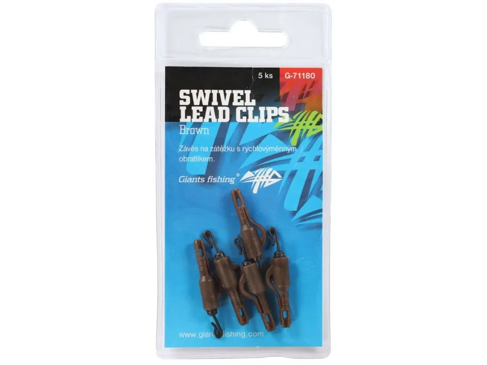 Giants fishing Závěs na boční olovo Swivel Lead Clips Brown 5ks Sleva