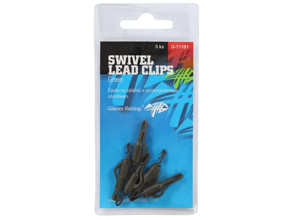 Giants fishing Závěs na boční olovo Swivel Lead Clips Green 5ks Poslední Šance