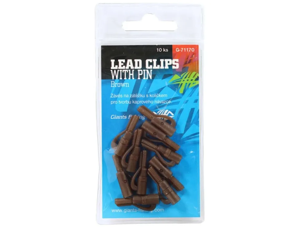 Giants fishing Závěs na boční olovo Lead Clip with Pin Brown/10ks Hit Sezóny