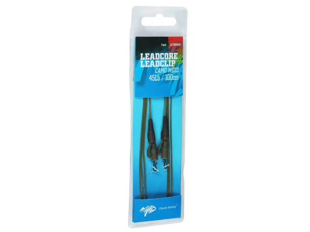 Giants fishing Montáž s olověnou šňůrkou Leadcore 45Lb Leadclip (2ks) 100cm Autentický
