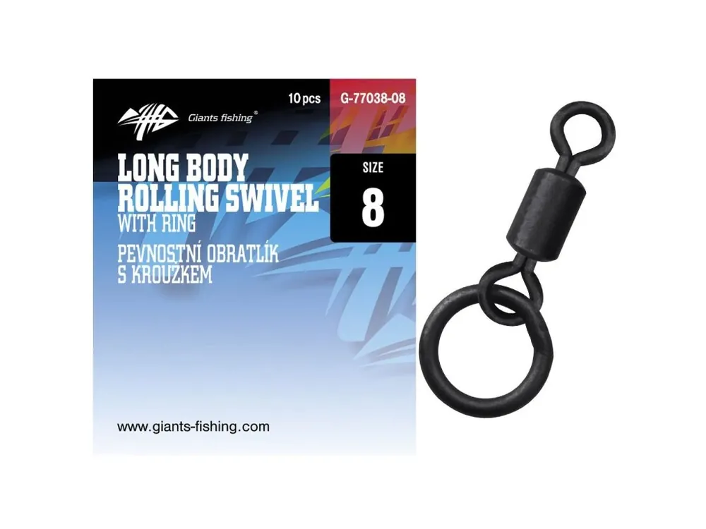 Koupit Online Giants fishing Pevnostní obratlík s kroužkem Long Body Rolling Swivel with Ring 10ks