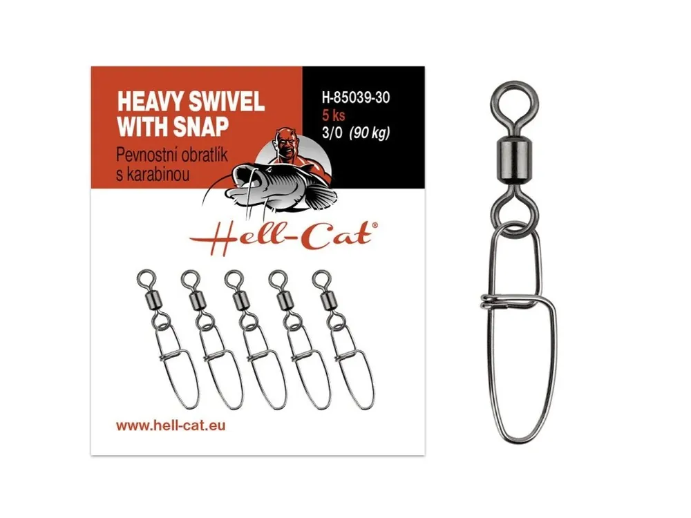 Sleva Hell-Cat Pevnostní obratlík s karabinou Heavy Swivel with Snap 5ks