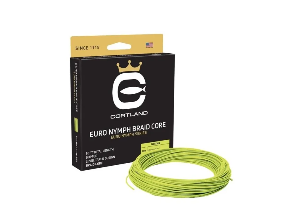 Omezená Nabídka Cortland muškařská šnůra Euro Nymph Braid Core .022 Fresh Level Sage Green/Chartreuse 90ft