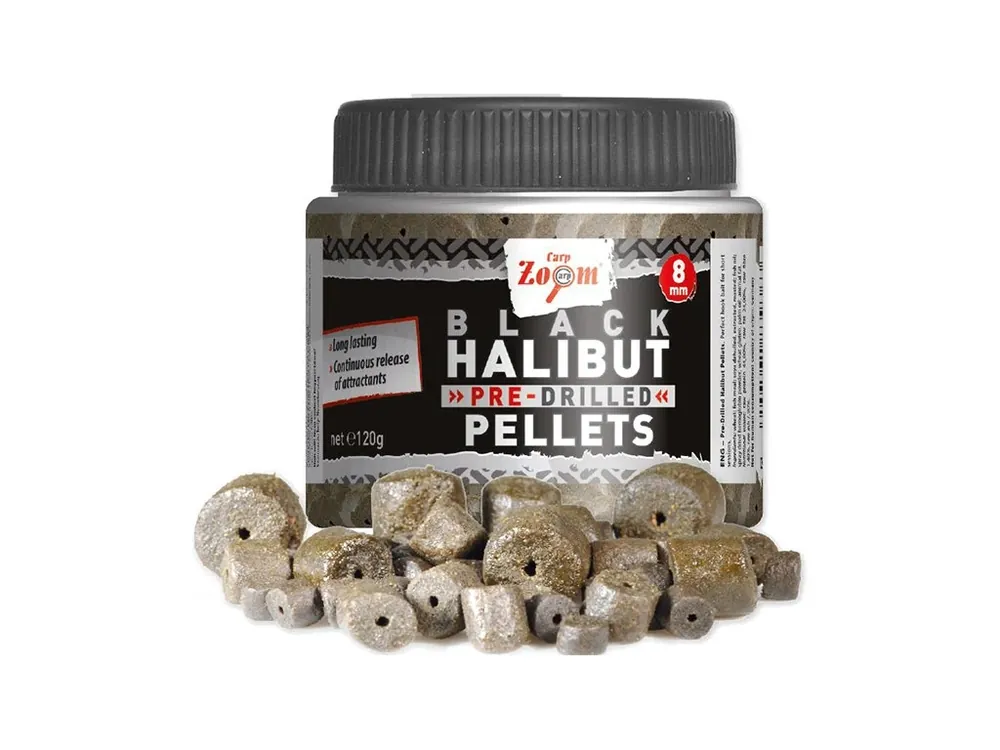 Carp Zoom Black Halibut Pellets - s otvorem - 120 g Cenově Výhodný
