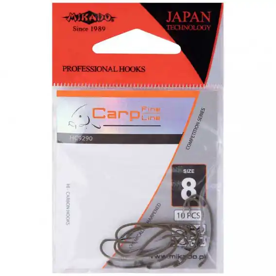 Super Cena MIKADO - Háčky Carp fine line vel. 10 10ks camo