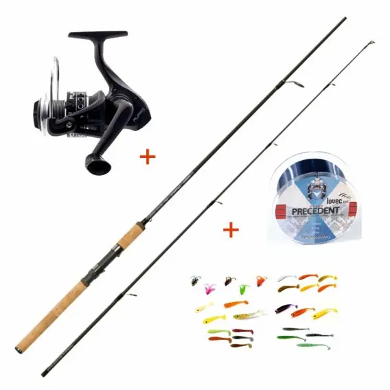 Autentický Mistrall přívlačový set s gumovými nástrahami (prut LAMBERTA XR SPIN 2,70m 15-40g)