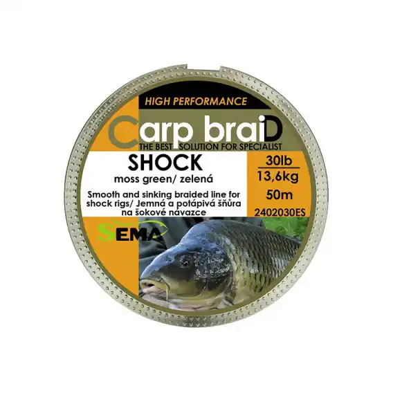 Časově Omezené Pletenka Sema Carp Braid SHOCK - 50m / 40lb / 18,2kg CAMO GREEN