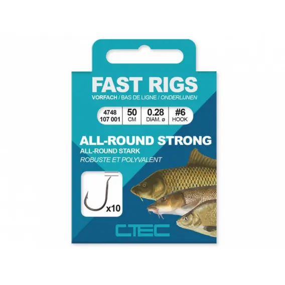 SPRO - Ctec návazec fast rigs allround strong háček vel. 16 0,18mm/50cm 10ks Hit Sezóny