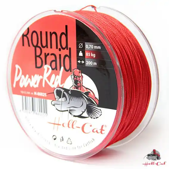 Výprodej Hell-Cat Splétaná šňůra Round Braid Power RED 200m/0,70mm/85kg