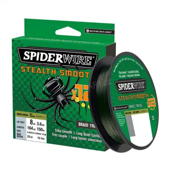SPIDERWIRE - Pletená šňůra stealth smooth 12 - 0,23mm/23,6kg 150m - zelená Poslední Šance
