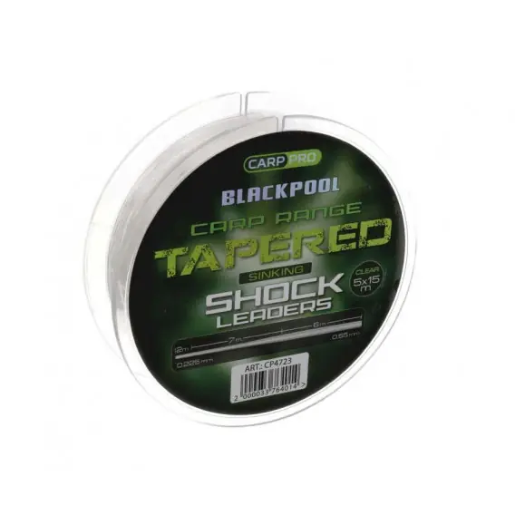 Akční Cena CARPPRO - Ujímané návazce BLACKPOOL Tapered Shock Leader 0,30mm-0,57mm