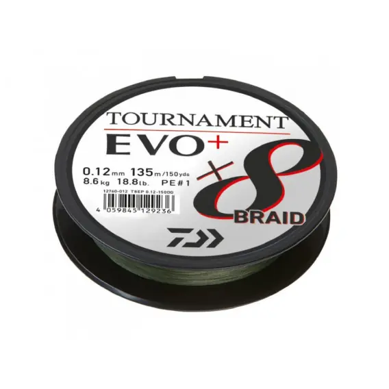 Jen Po Omezenou Doba DAIWA - Tournament 8 Braid evo+ 8x braid 0,14mm/10.2kg/270m tmavě zelená