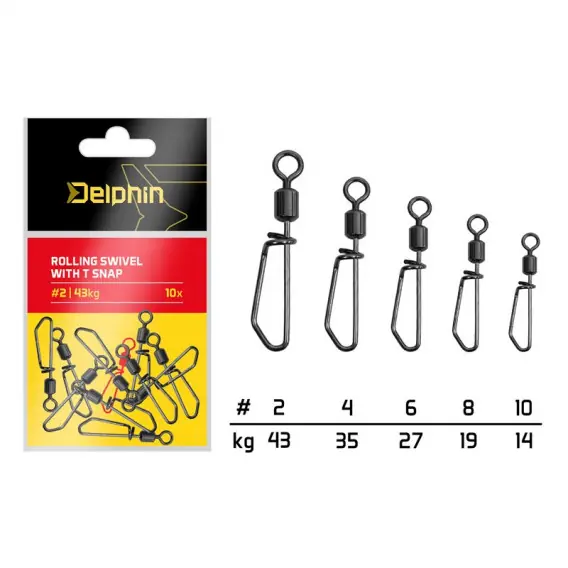 Víkendová Akce Delphin Rolling swivel with T snap / 8/19kg