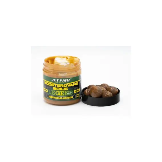 Akční Cena JetFish - Boosterované Boilies LEGEND RANGE - FERMENTOVANÁ ANČOVIČKA 24mm 250ml