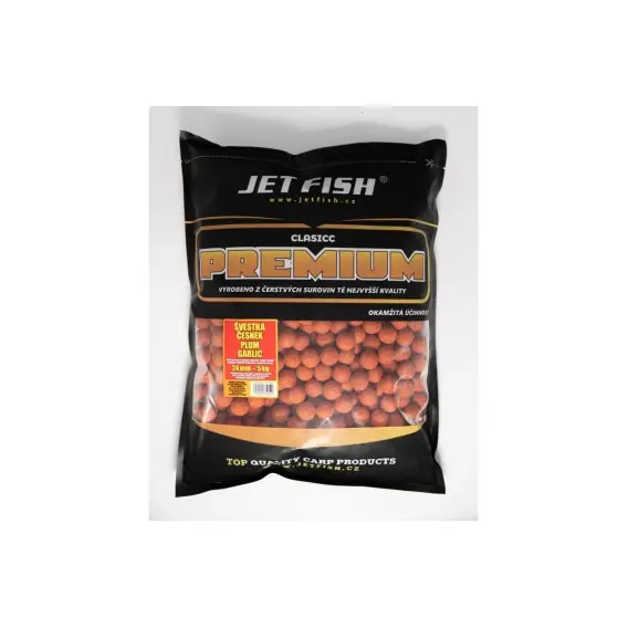JetFish - Boilies CLASICC PREMIUM - ŠVESTKA/ČESNEK 20mm 5kg Akční Cena