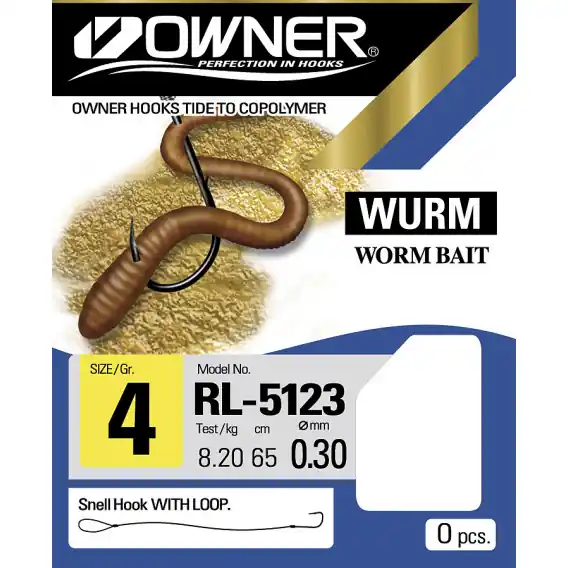 OWNER - Návazec WURM WORM BAIT vel. 8 0,25mm 5,80kg 65cm Cenově Výhodný