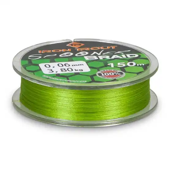 Dokud Zásoby Vydrží Saenger Iron Trout šňůra Spooner Braid 150 m, 0,06 mm, zelená
