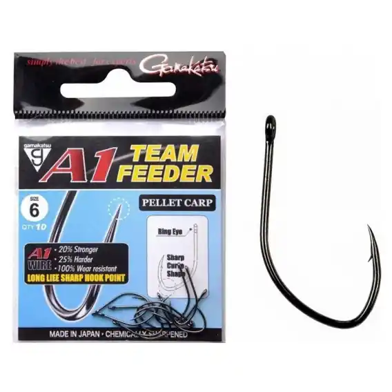 Značkový Gamakatsu - Háčky A1 Team Feeder Eyed Hooks Pellet Carp vel. 12/10ks