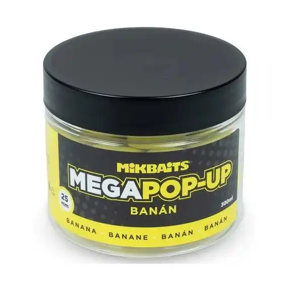 Mikbaits - Mega Plovoucí Fluo Boilie Banán 300 ml 25 mm Expresní Doručení