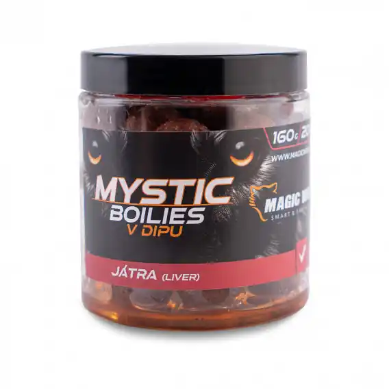 Novinka MAGIC WOLF MYSTIC Boilies v dipu 20mm/160g JÁTRA