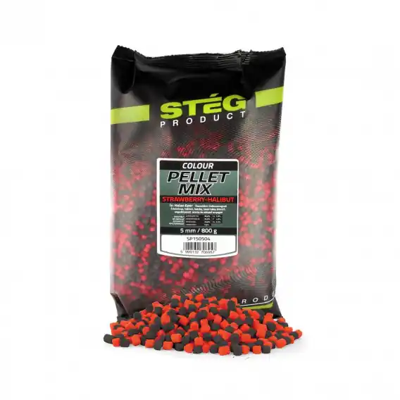STÉG Pellet mix 5mm, 800g STRAWBERRY-HALIBUT Must-Have