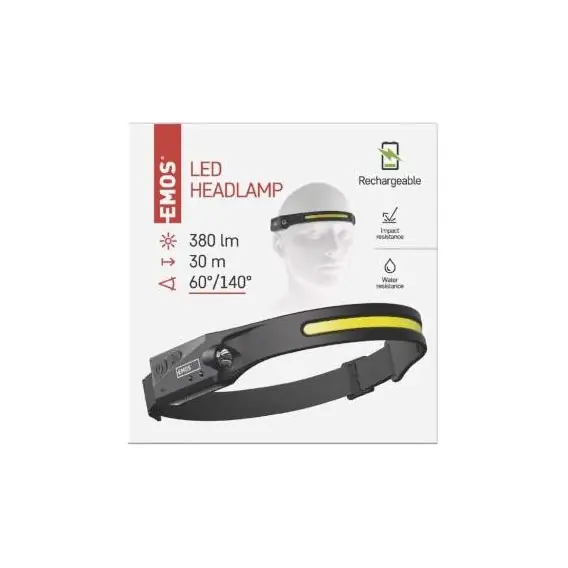 EMOS COB LED nabíjecí čelovka P3541, 380 lm, Li-Pol 1200 mAh Cenová Bomba