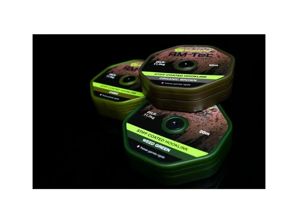 RidgeMonkey Šnůra RM-Tec Stiff Coated Hooklink 25lb 20m Zelená Dokud Zásoby Vydrží