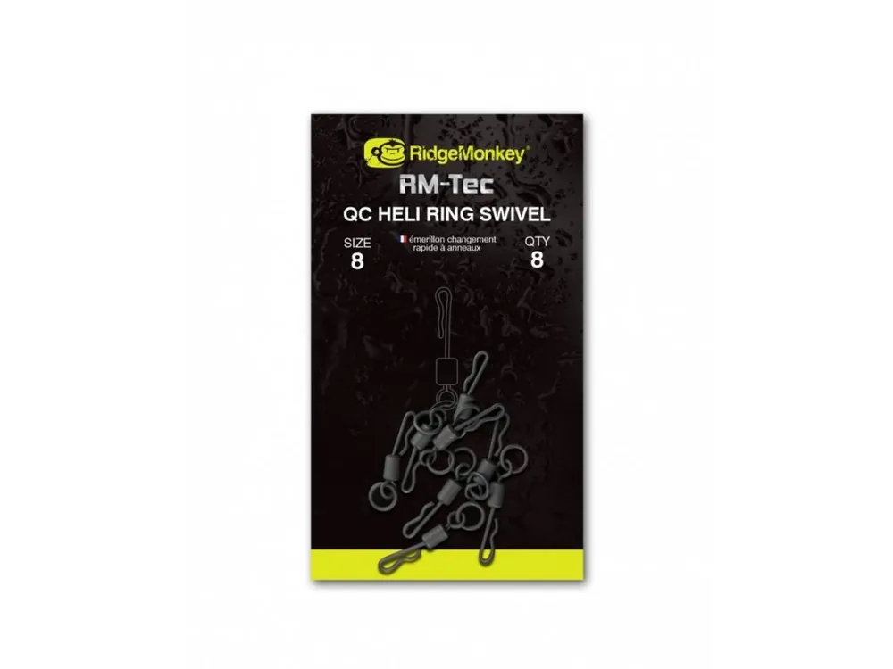RidgeMonkey Obratlík RM-Tec Quick Change Heli Ring Swivel Velikost 11 8ks Horká Nabídka