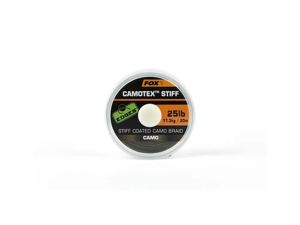 Fox Ztužená šňůrka Camotex Stiff Camo 20m, 20 lb Cenově Výhodný