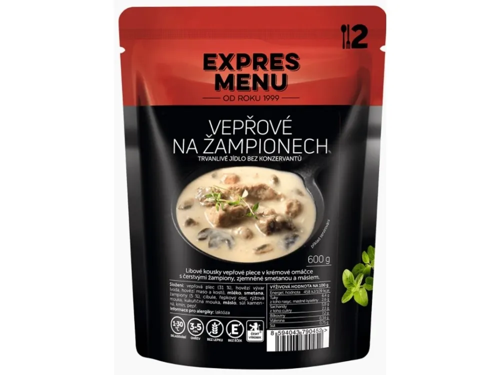 Speciální Cena Expres Menu Vepřové na žampionech 2porce 600 g