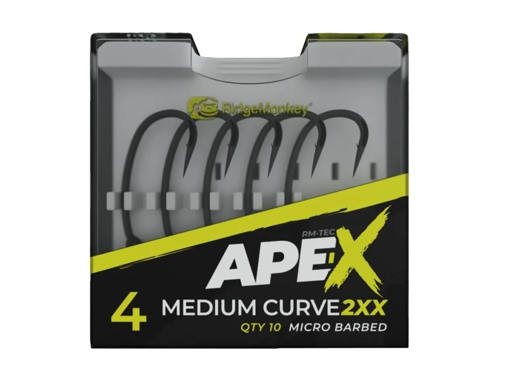 RidgeMonkey Háček Ape-X Medium Curve 2XX Barbed Velikost 4 10ks Top Prodej