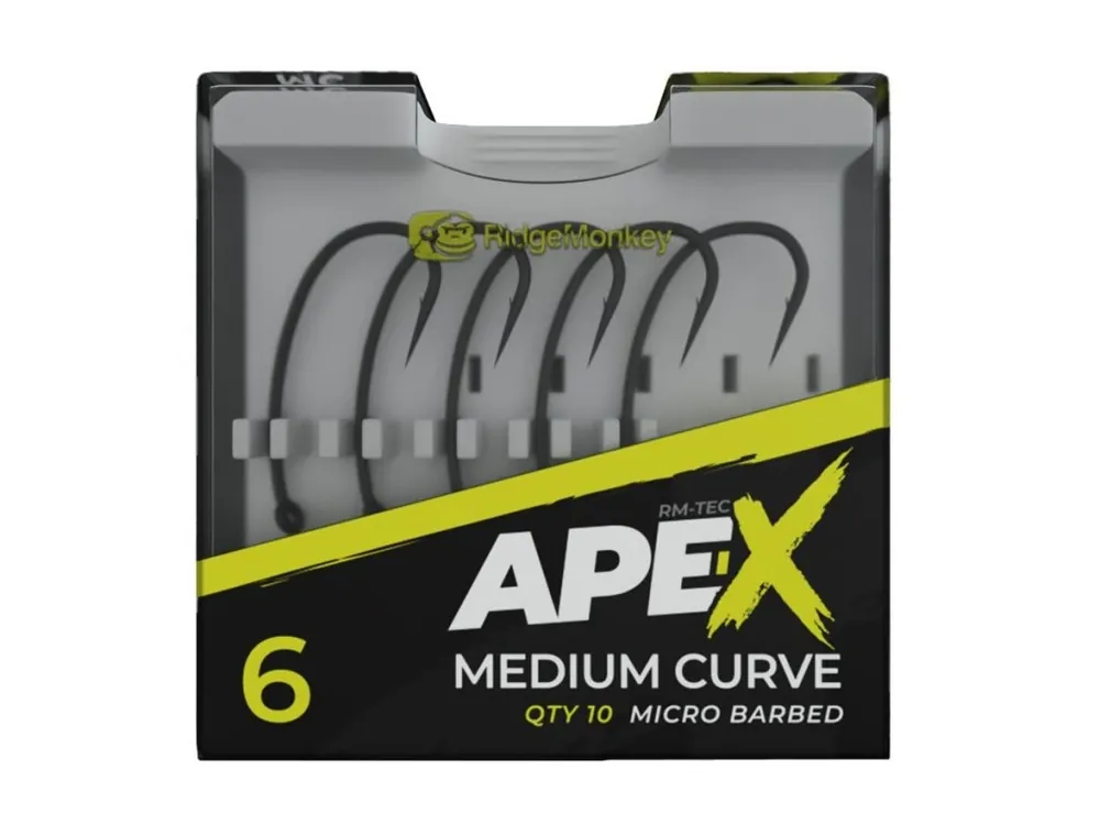RidgeMonkey Háček Ape-X Medium Curve Barbed Velikost 4 10ks Cenová Bomba