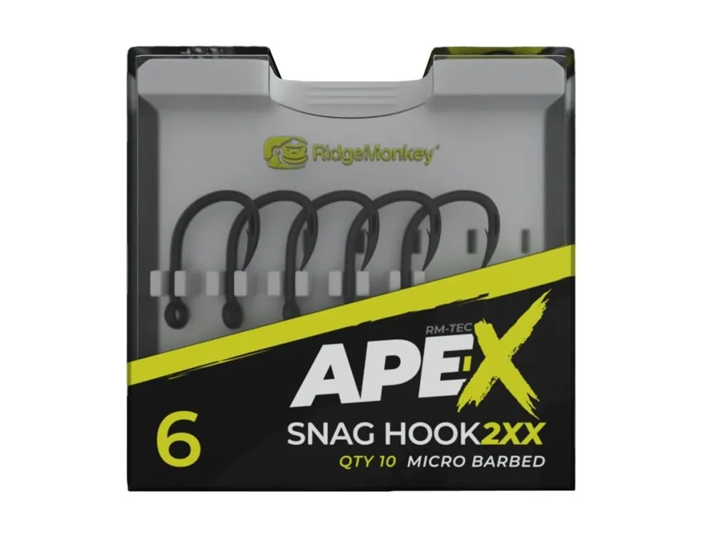 Nejlepší Volba RidgeMonkey Háček Ape-X Snag Hook 2XX Barbed Velikost 4 10ks