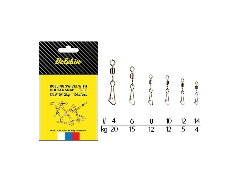 Delphin Rolling swivel with Hooked snap B 03 BN/4 Cenový Hit