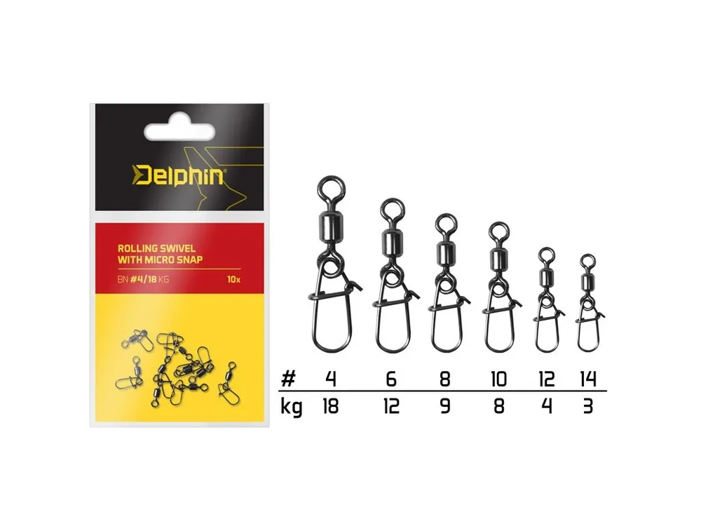Bezpečná Platba Delphin Rolling swivel with micro snap / 10ks 14/3kg