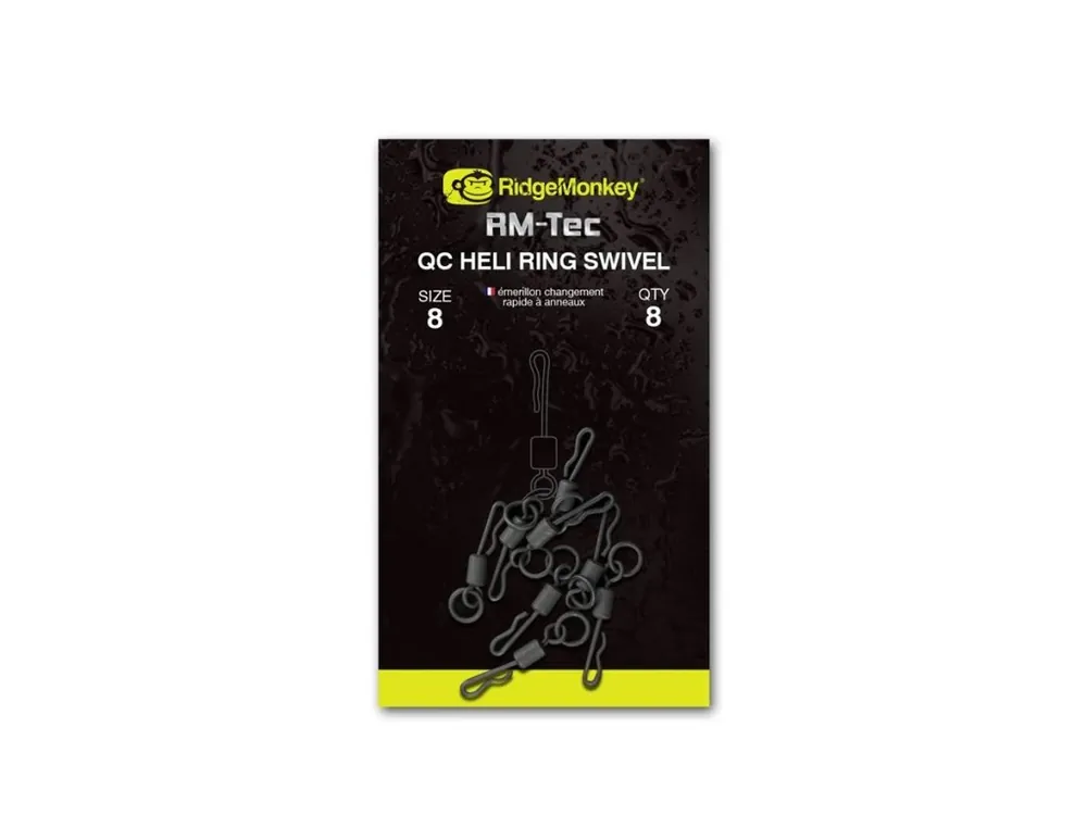 RidgeMonkey Obratlík RM-Tec Quick Change Heli Ring Swivel Velikost 8 8ks Výhodná Nabídka