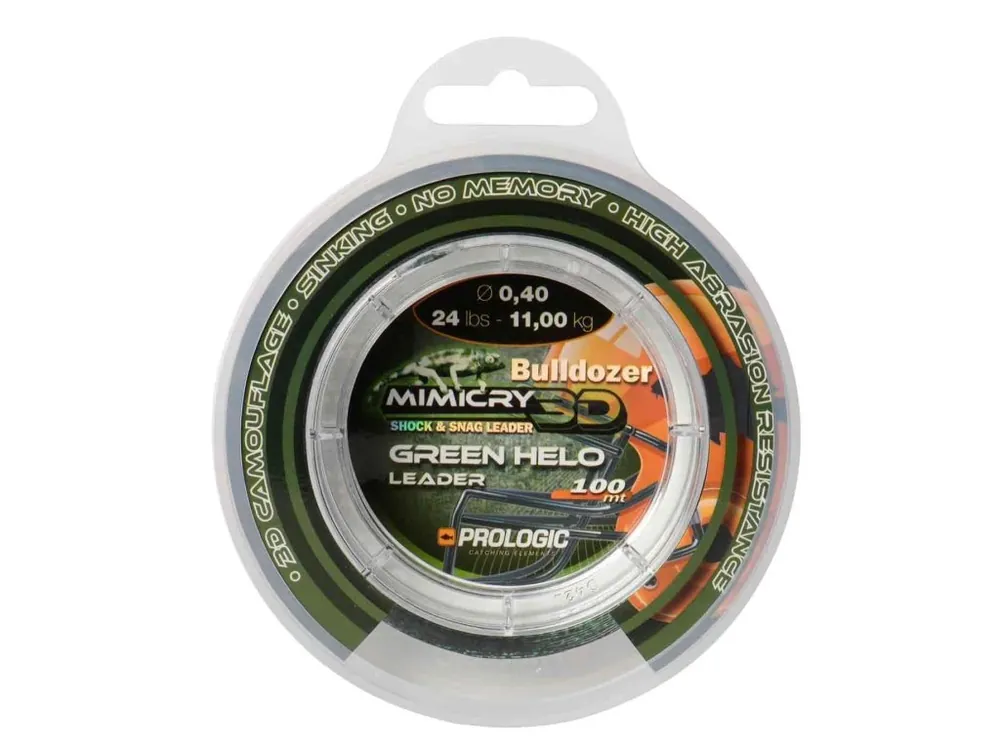 Sezónní Sleva Prologic Šokový vlasec Bulldozer Mimicry 3D Green Helo Leader 0,40mm 100m