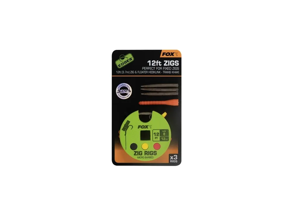 Nová Kolekce Fox Návazec Fox Edges Zig Rig 3ks vel.8 12ft